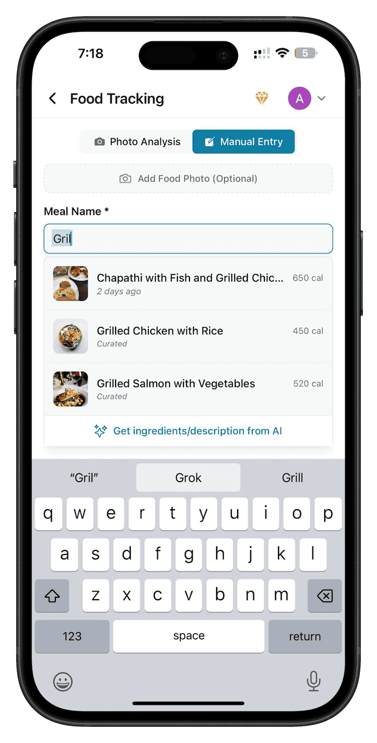 Food Logging Interface